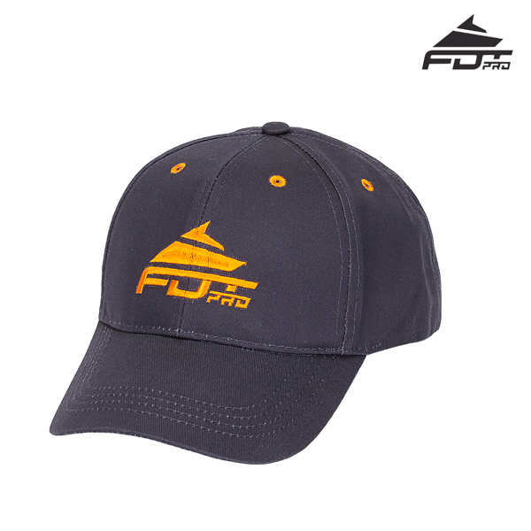 One-size Dark Grey Color Cap with Bright Orange Logo for Dog Training