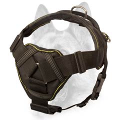 Custom made nylon dog harness is easy-to-use