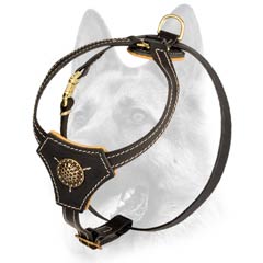 Safety comfortable leather harness for puppies