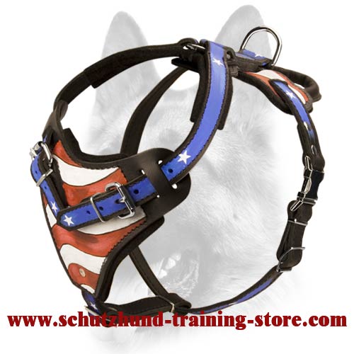 American Flag Painted Dog Harness-USA Pride Heavy-Duty Harness for Schutzhund