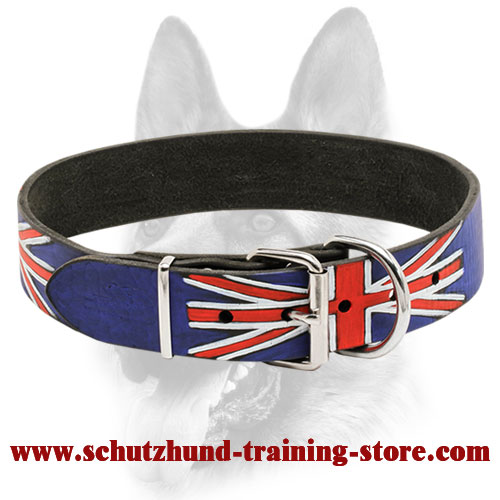 "Union Jack" Handpainted Leather Dog Collar