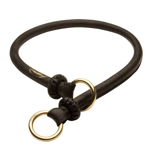 "Best Trainer" Exquisite Round Leather Silent Dog Choke Collar