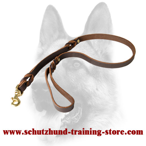 Double handle leather dog leash sale