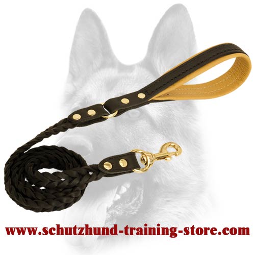 Braided Schutzhund Leather Dog Leash