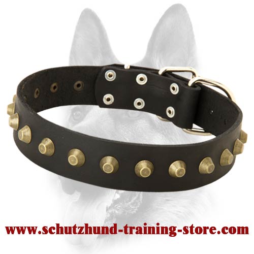 Gorgeous Wide Leather Pyramid Studded Dog Collar for All Dog Breeds
