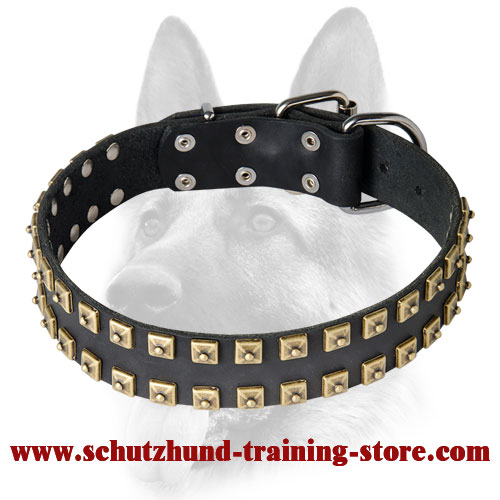 Extra Strong Leather Dog Collar with Fashion Exterior for Schutzhund Training