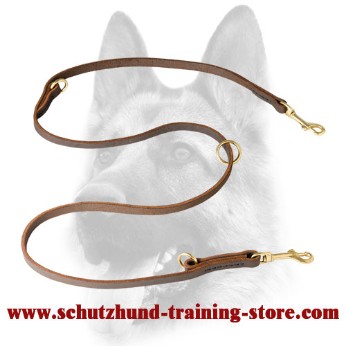 Schutzhund Convertible Leather Dog Leash for Training, Walking, Tracking