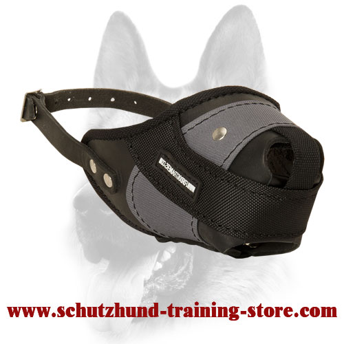 Heavy-Duty Leather Nylon Dog Muzzle for Attack/ Agitation Training