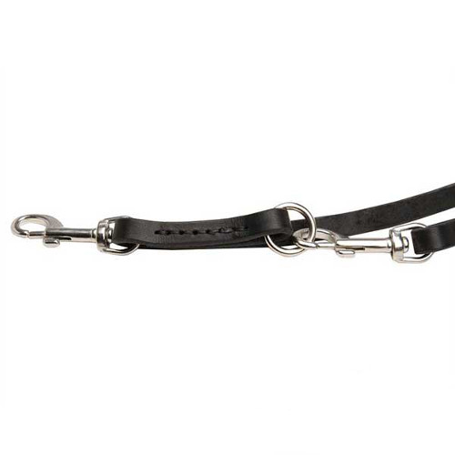 Leather dog leash with 2 snap hook non-rusting