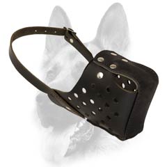 Handmade leather dog muzzle