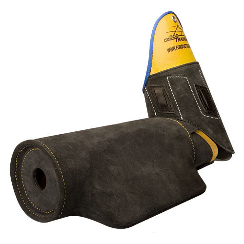 Bite sleeve with inside hard padded handle