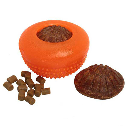 Reliable dog chewing rubber toy with treats